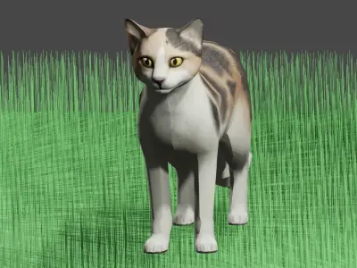 THE CUTE CAT - ANIMAL 3D MODEL - 3D MODELING - FLUFFY CAT  Low-poly 3D model