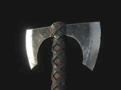 Viking Medieval War Axe - Game ready weapon Low-poly 3D model