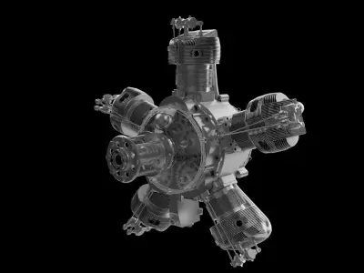Five-cylinder radial engine 3D model