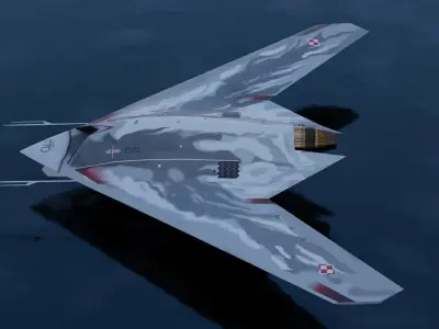 Sukhoi S-70 Okhotnik Low-poly 3D model