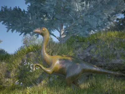 Dinosaur Struthiomimus Low-poly 3D model