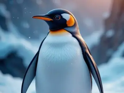 Majestic King Penguin Regal Bird Orange Snowy Lowpoly Low-poly 3D model