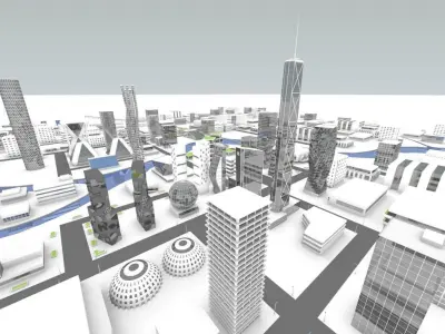 Future city Low-poly 3D model