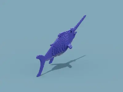 Voxel Swordfish Low-poly 3D model