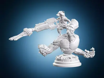 Groot and Rocket Raccoon Marvel Miniature 3D print model