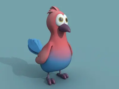 Cartoon Bird Low-poly 3D model