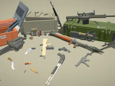 Weapons Pack - Popular FPS Weapon Low-poly 3D model