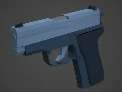 Stylized SIG Sauer P228 Low Poly Mobile Ready Low-poly 3D model