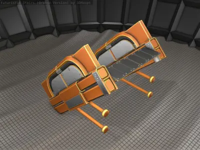 Sci-Fi Stairs - 21 - Orange Version Low-poly 3D model
