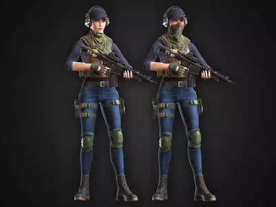 Girl Spec Ops Soldier Low-poly 3D model