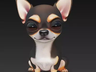 Chihuahua Dog Realistic 3D Model - Low Poly Realistic Low-poly 3D model