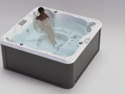 Romantic Bathtub with a Female and Passion Flowers 3D model