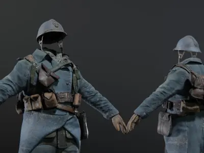 SOLDIER WWI French Rigged 3D model