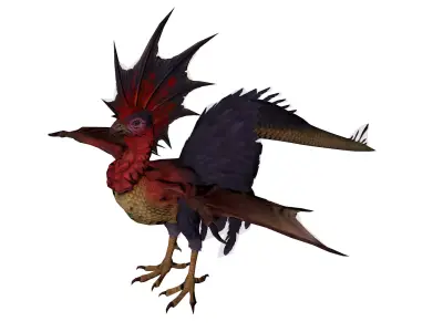 Cockatrice Fantasy Bird Creature 3D Model Low-poly 3D model