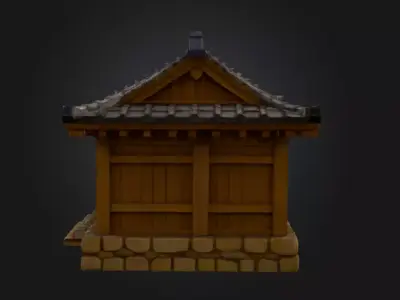 Traditional Wooden Hanok House Low-poly 3D model