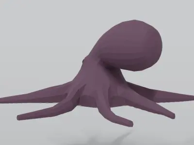 Low Poly Cartoon Octopus Low-poly 3D model