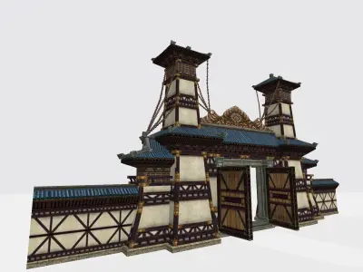 Asian Historic gate 3D model Low-poly 3D model