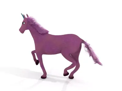 horse unicorn rig and walk cycle animation Low-poly 3D model