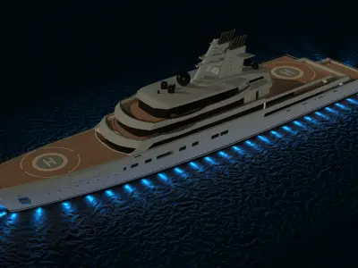 Lurssen Alibaba Superyacht Night Scene 3D model