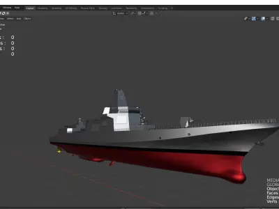 Type 055 destroyers ship 3D model