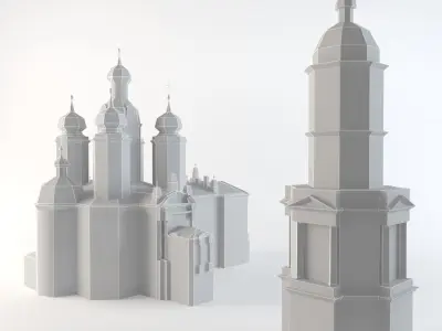 Vladimirs Cathedral St Petersburg Low-poly 3D model