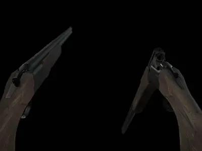 Double-barrel shotgun Low-poly 3D model