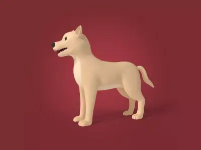 Cartoon German Shepherd Dog Free 3D model