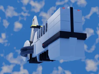 The Keep spaceship flying in sky 3D model