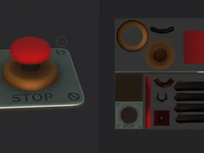 Stop Button Low-poly 3D model
