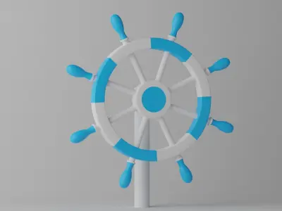 Ships Steering Wheel Low-poly 3D model