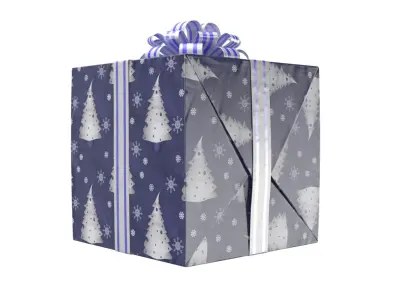 Gift Box Blue 07 3D model