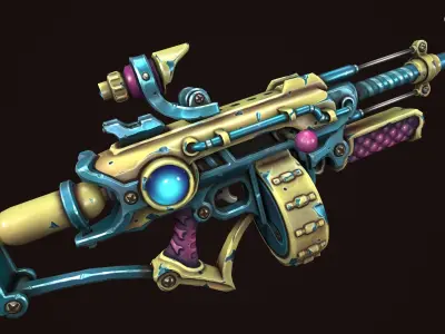 Steampunk assault rifle Low-poly 3D model