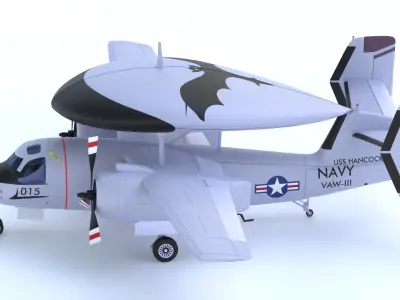 Grumman E-1 Tracer - THE WILLY FUDD -  Low-poly 3D model