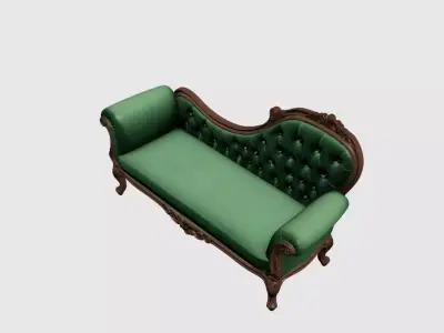 Classic Tufted Emerald Green Chaise Lounge - Luxury Sofa  11 Free 3D model