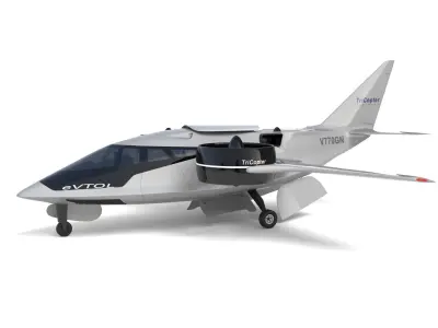 Aircraft Electric TriCopter eVTOL with Interior 3D model