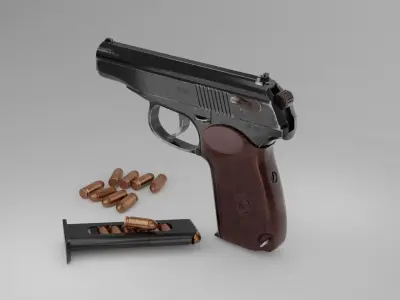 AAA Low-Poly Makarov Pistol PM 1963 Low-poly 3D model