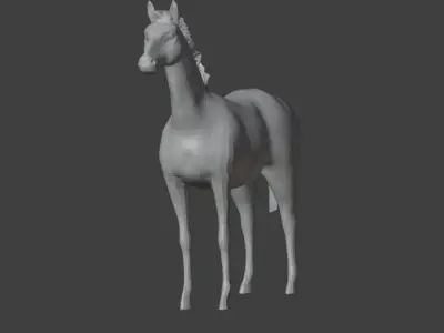 Realistic Gray Horse  Low-poly 3D model