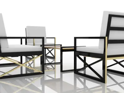 Balcony Outdoor Furniture Low-poly 3D model