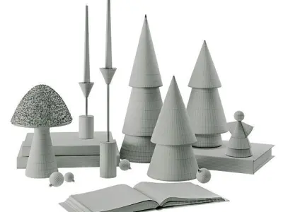 Decorative Set for New Year and Christmas Free 3D model