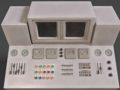Stylized Retro Control Console Low-poly 3D model