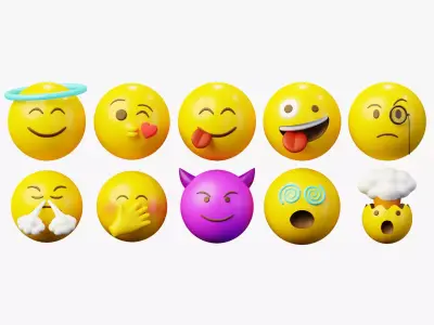 10 Emoticon Yellow Ball Pack Part 3 3D model