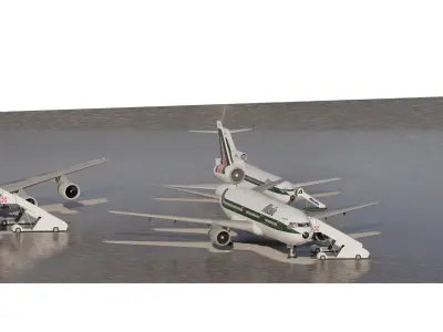 ALITALIA BOENG 747-143 BOENG 727-200 AND DC-10 3D model