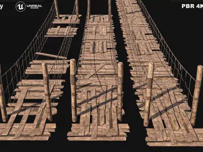 Rope Bridge Pack Low-poly 3D model