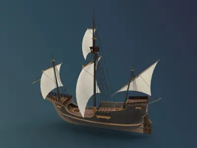 historical sailing ship Santa Maria 3D model