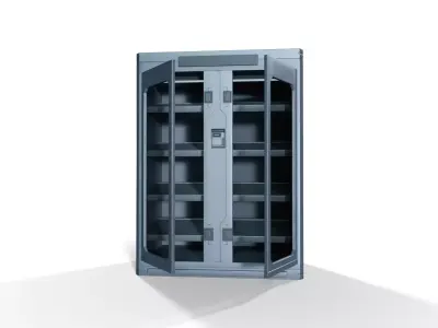 Sci-Fi Storage Cabinet Double Glass Doors - PBR Game Ready Low-poly 3D model