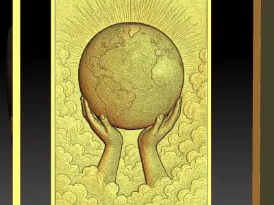 1 Earth CNC Relief Model Free 3D print model