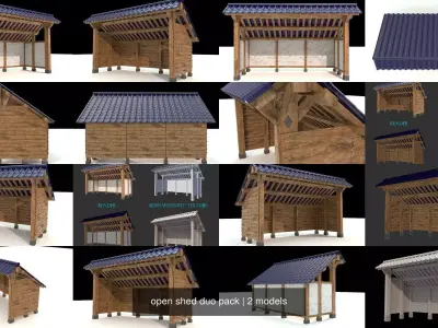 open shed duo pack 3D Model Collection