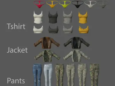 Character - Female Girl Customize Bundle Pack Low-poly 3D model