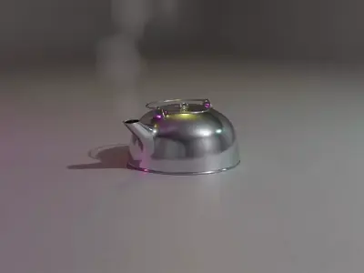 Teapot silver on table Free low-poly 3D model