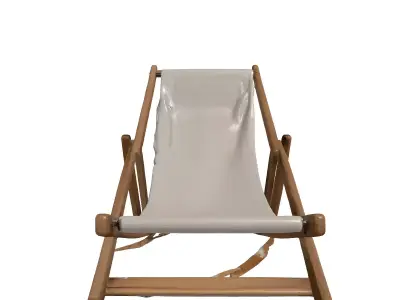 Folding Wooden Deck Beach Chair 3D model